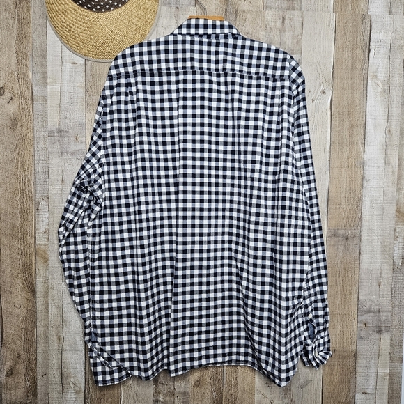 Lacoste Button Up Long Sleeve Gingham Classic Fit Poplin Shirt Sze 44 Blue White - Picture 5 of 10